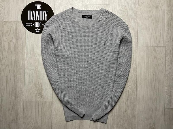 Men AllSaints Sweater Silver Cotton 36 / S / 44
