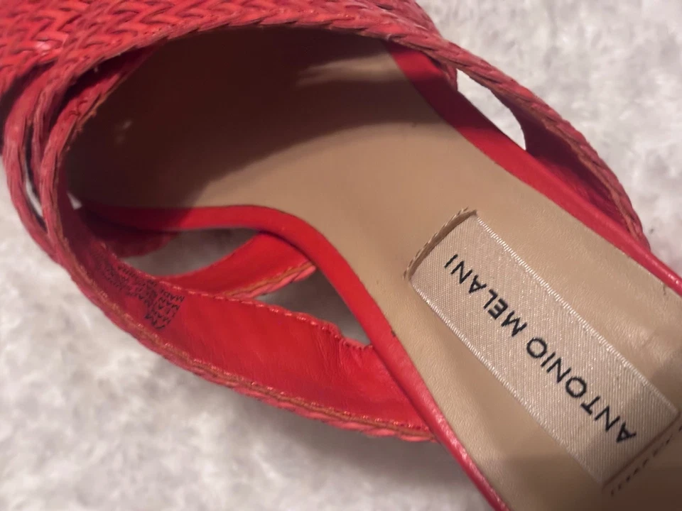 Sandalias de plataforma Antonio Melani de rafia sin cordones color naranja talla 7 M punta abierta Foto 3 de 4