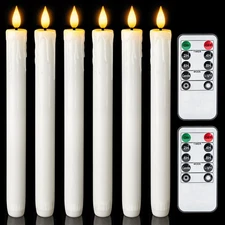 Homemory Real Wax LED Flameless Taper Candles with Timer, Dripless Fake Candl...