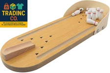 1 Set Desktop Mini Bowling Game Solid Wood Toy 11.6X3.9 Inches 1X Wooden Base 10