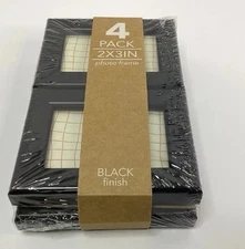 4 Pack, 2x3in Photo Mini  Frame, Black Finish Harbortown Industrise New 