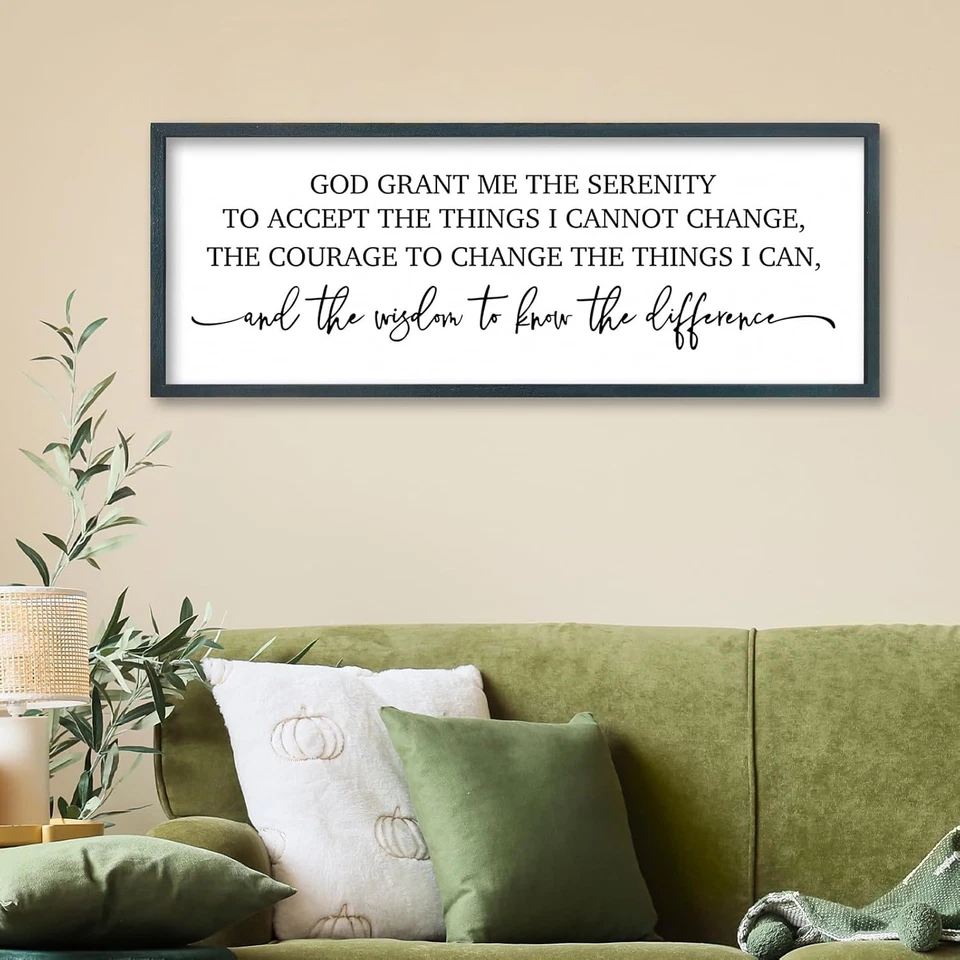 Serenity Prayer Wall Decor, 32x12" God Grant Me Bible Verse, Rustic Christian Ar - Image 4 of 4