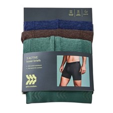 All in Motion Men's Boxer Briefs Underwear, 3-Pack, Size Adult Small