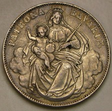 BAVARIA (Germany) 1 Thaler ND (1865) - Silver 0.9 - Madonnentaler - VF - 1927 *