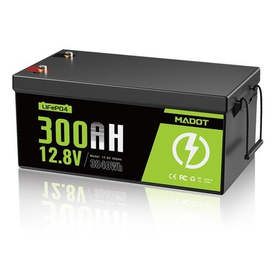 12V 300AH LiFePO4 Lithium Battery Built-in BMS Deep Cycle for Solar RV Off-grid