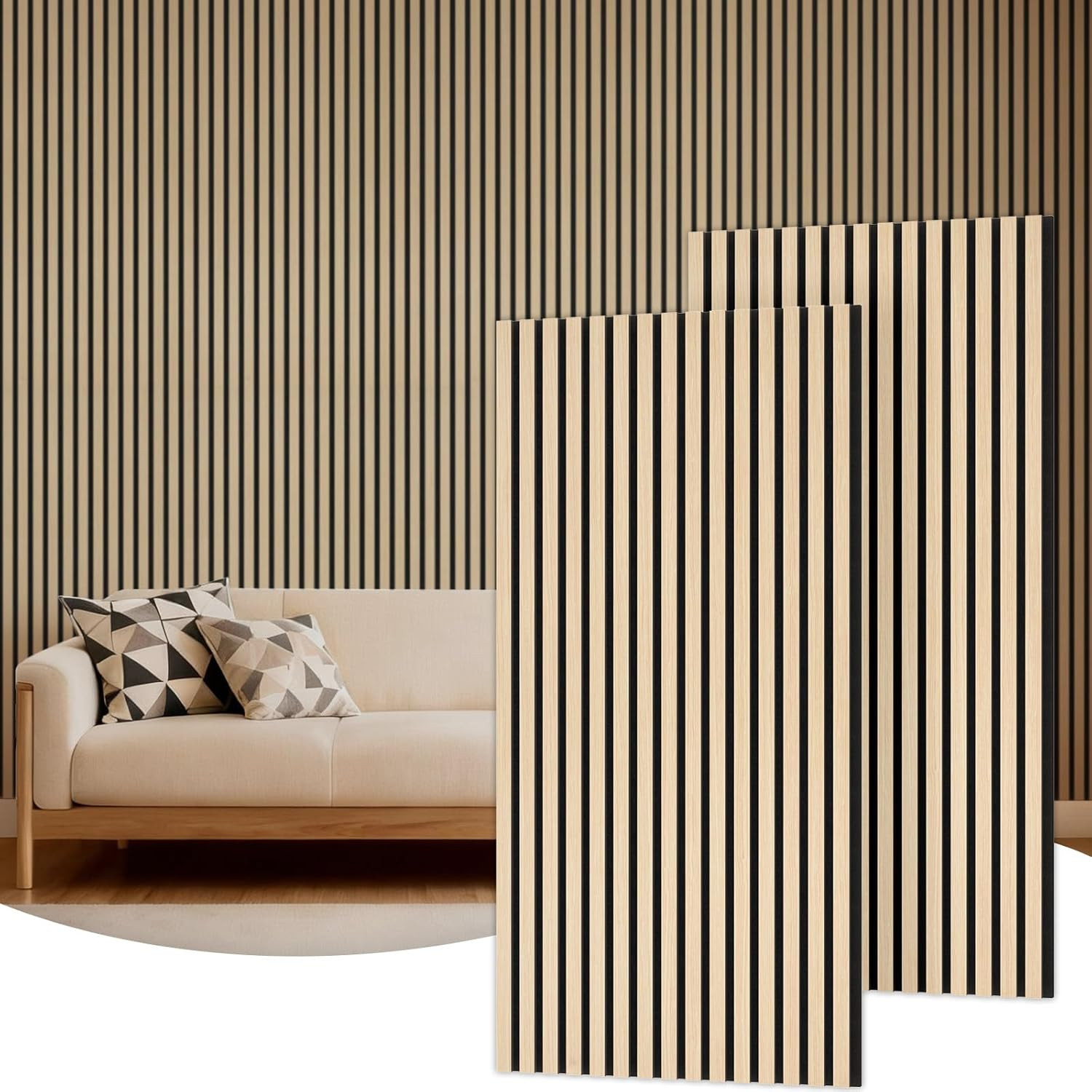 Panneau acoustique bois anti résonance lot de 2 plaques 120 x 60 cm pour isolation