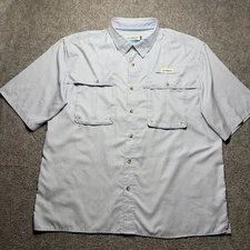 Magellan Fish Gear Shirt Mens XL Blue Checks Short Sleeves Button Up Angler Fit