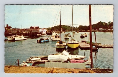 Kennebunkport ME-Maine, Boating Dock Area, Antique, Vintage c1969 Postcard