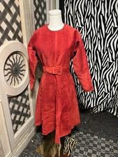 Vintage Llyod Williams Red Suede Dress Cocktail Formal Party Size 8 W/ Belt