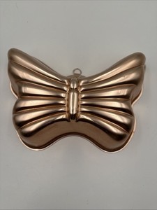 Vintage Butterfly Pink Copper Tin Jello Food Mold 11 in Wall Decor Farmhouse MCM