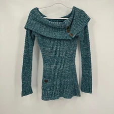 Wet Seal Womens Y2K Shawl Collar Sweater Size M Blue Mohair Blend Retro