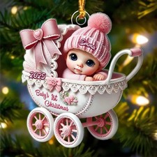 Baby First Christmas Ornament - New Baby Gift for Boy or Girl - 2D