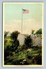 Fort Ticonderoga NY-New York, View Flag On Fort, Vintage Postcard