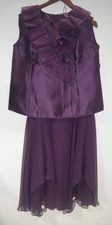 T - Judy Arce vintage 100% Silk Plum Purple Top & Skirt Elegant Party L