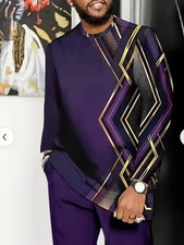 Men's Outfit 2 Piece Set Shirt  Pants Suit PLUS SIZE BIG 5XL