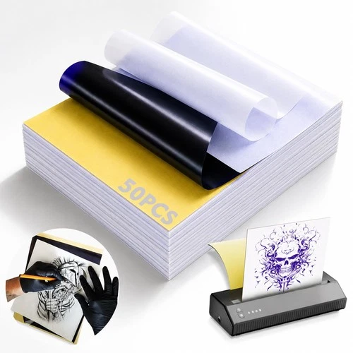 Rayyl Tattoo Transfer Paper 50 Sheets - Stencil Paper 4-Layer 8.5" x 11" Profess - product listing photo