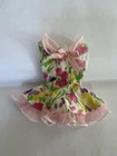 Vintage Barbie Doll Clothing White Floral Short Dress    (A352)