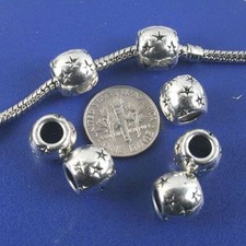 10pcs 9.2x10.6mm,hole:4.9mm Antiqued Silver Star Pattern Spacer Beads G1359