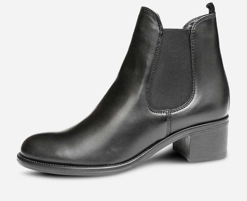Black Napa Leather Tamaris Heeled Womens Chelsea Boots - Picture 3 of 5