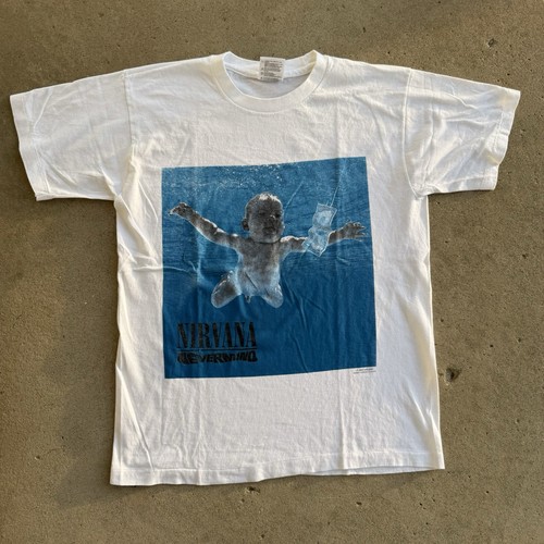 Nirvana never mind white Large t shirt men used Kurt Cobain 90s - 第 1/5 張圖片