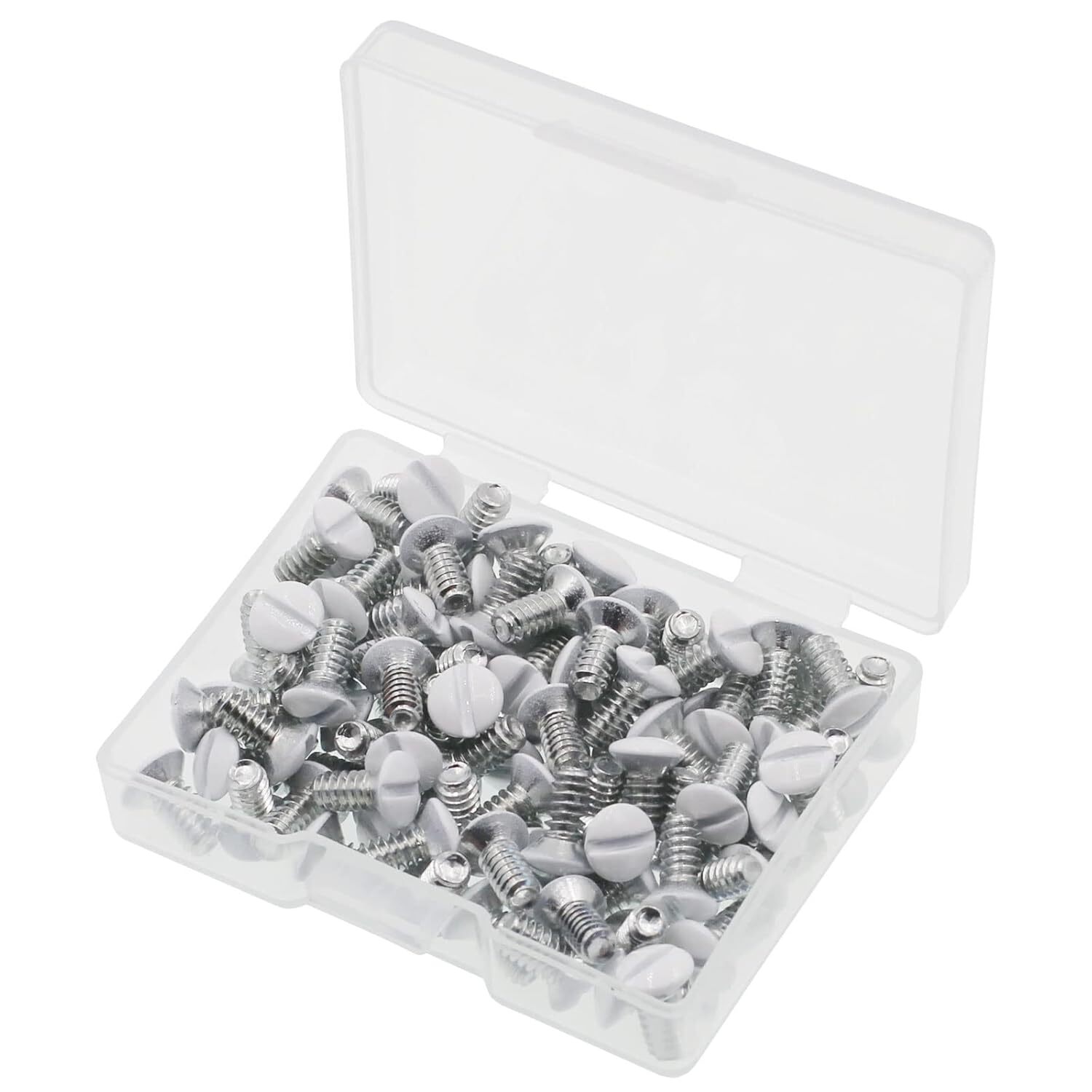 Screws, 100 Pcs, 3/8" Long, 6-32 Thread, White Electrical Cover Screw