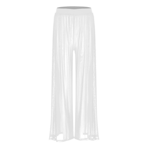 Damen Netz Schlag Cover Up Locker Elastisch Weites Bein Durchsichtig Lange Hose Badeanzug - Bild 6 von 11