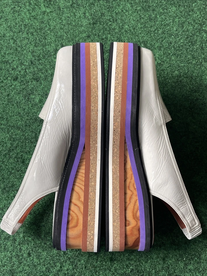 Cuñas traseras Missoni gris pálido charol madera púrpura talla 38/7,5 nuevas sin caja Foto 3 de 4