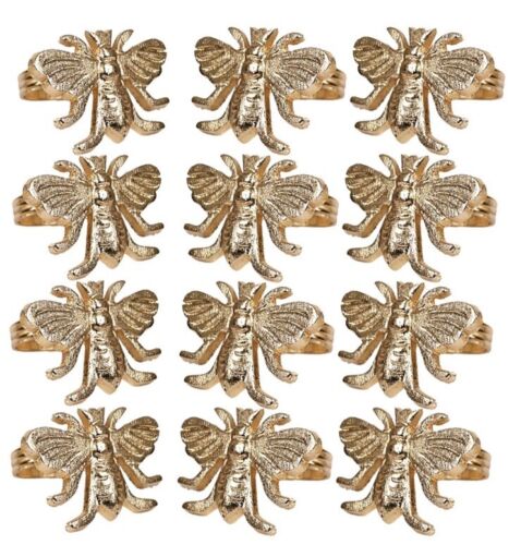Napkin Rings Set of 12, Bee Napkin Holders Metal Napkin Rings Bulk for Party ๐