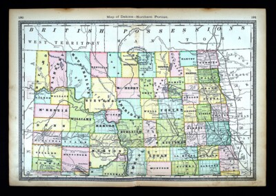 #ad #ad 1883 Hardesty Map Dakota North Bismark Grand Forks Fargo Mandan Sioux Fort Yates $28.00