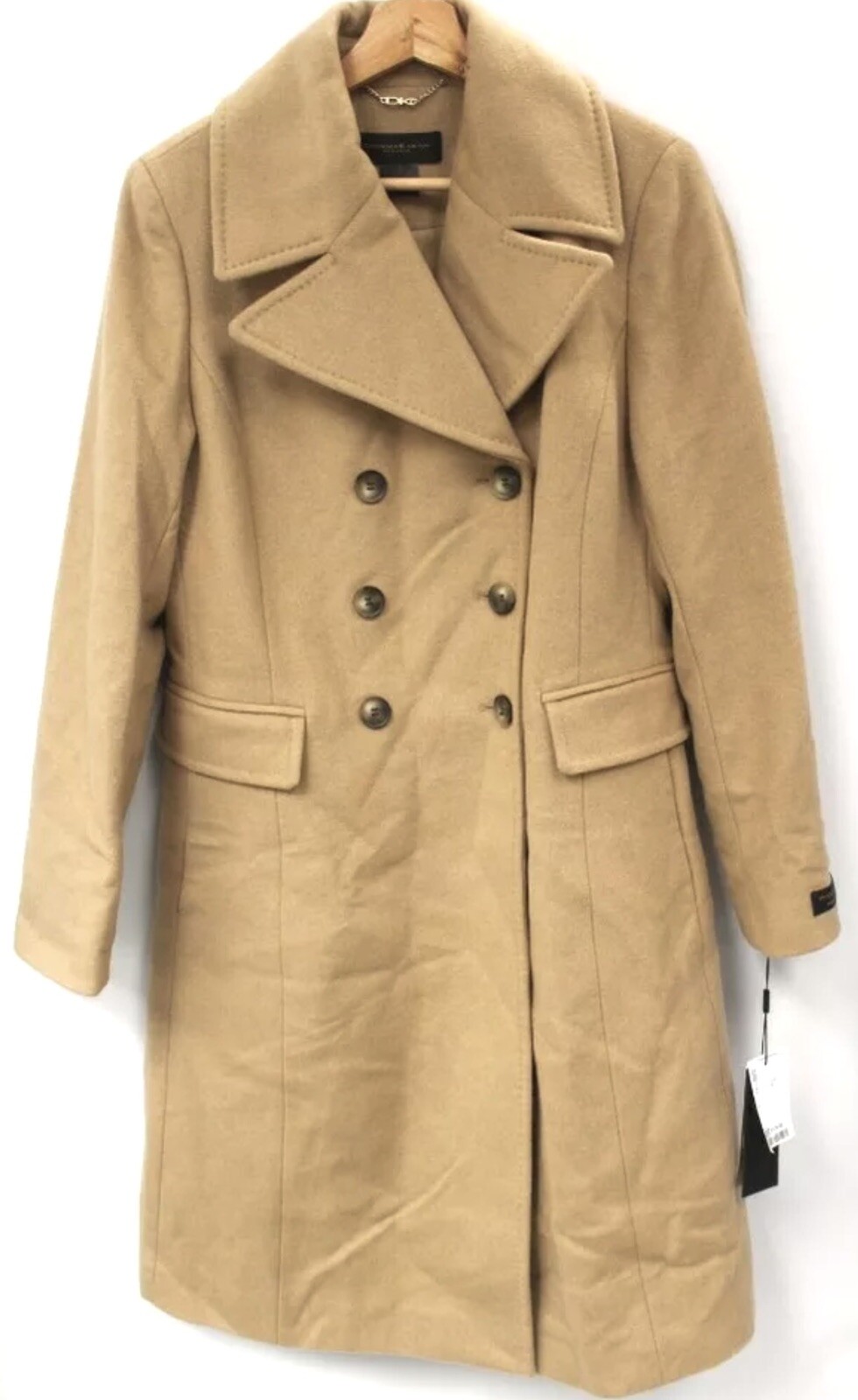 BNWT DONNA KARAN NEW YORK Camel Polyester/Cashmere Blend Winter Coat Size UK 10