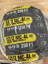ENCORE WIRE, 12/2 MC-AL, 790210821030, METAL CLAD CABLE BLACK/WHITE  250 FT