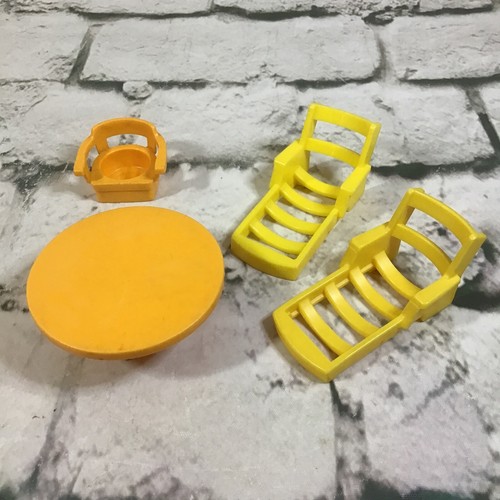 Vintage Fisher Price Little People Furniture Lot Dining Table Chair Lawn Chairs