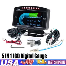 5 in 1 Car Digital Oil Pressure Gauge Voltmeter Water Temp Fuel Level Tachometer