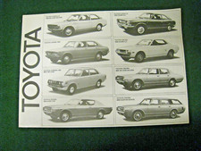 TOYOTA COROLLA CARINA CELICA CORONA CROWN SALES BROCHURE 1970'S 1 PAGES