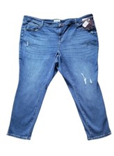 New Ava  Viv Skinny Stretch Jeans Womens Plus 26W Med Wash Distressed Denim NEW