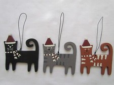 Cat Kitty Christmas Holiday Ornaments 3pc NEW Primitives by Kathy 32450