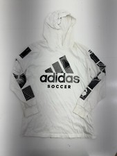 Adidas White Pullover Athletic Hoodie Boys Size Large