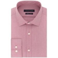  NEW TOMMY HILFIGER ATHLETIC FIT THFLEX DRESS LONG SHIRT SZ: 17.5 / REDS 
