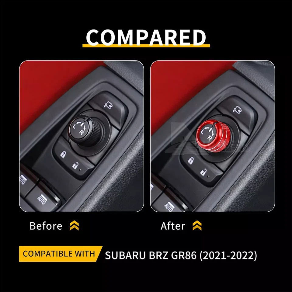 For Subaru BRZ GR86 2021-2023 Red Aluminum Alloy Rearview Mirror Adjustment Knob - Image 2 of 4