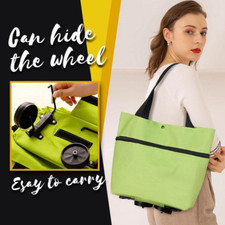 2 in 1 Foldable Shopping Cart Bag with Wheels