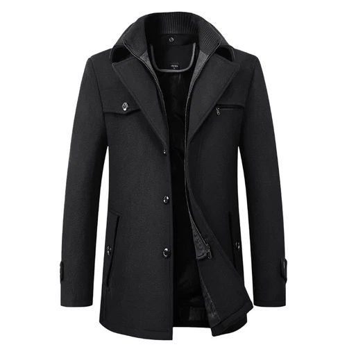 Mens Trench Coat Wool Blend Jacket Overcoat Business Winter Coat Warm Pea Coat - Bild 12 von 21