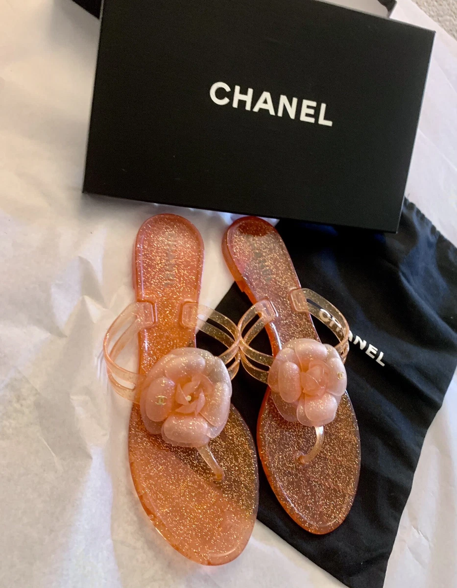 Chanel camellia 2025 jelly sandals
