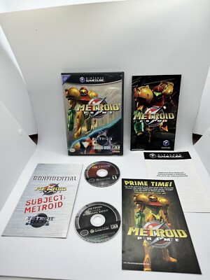 Metroid Prime and Echoes Bonus Disc Gamecube CIB Complete Black Label Near Mint!