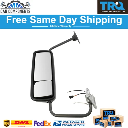 TRQ Exterior Side View Mirror Power Heated Textured LH For 2002-2016 Freighliner