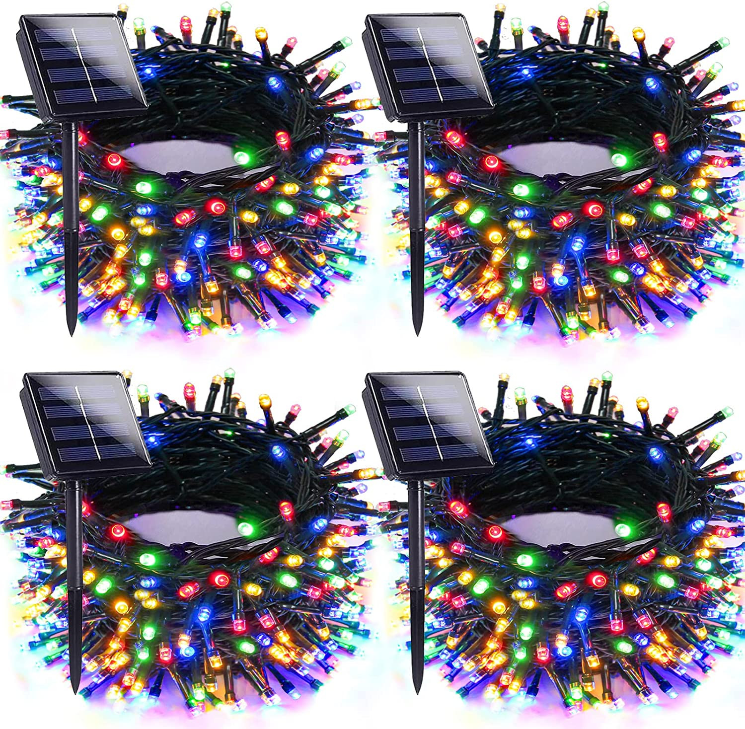 4Pk Multi-Colored Solar Christmas Lights Outdoor Waterproof, 400 LED 132 FT Sola