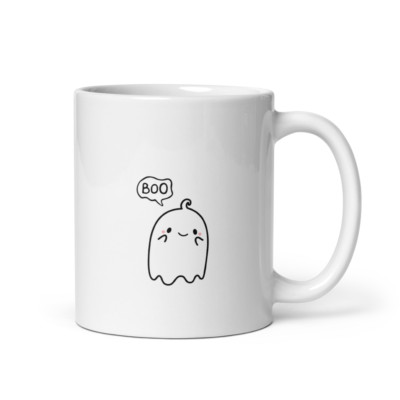 Halloween Tasse - Boo The Cute Ghost weiß Glanzbecher