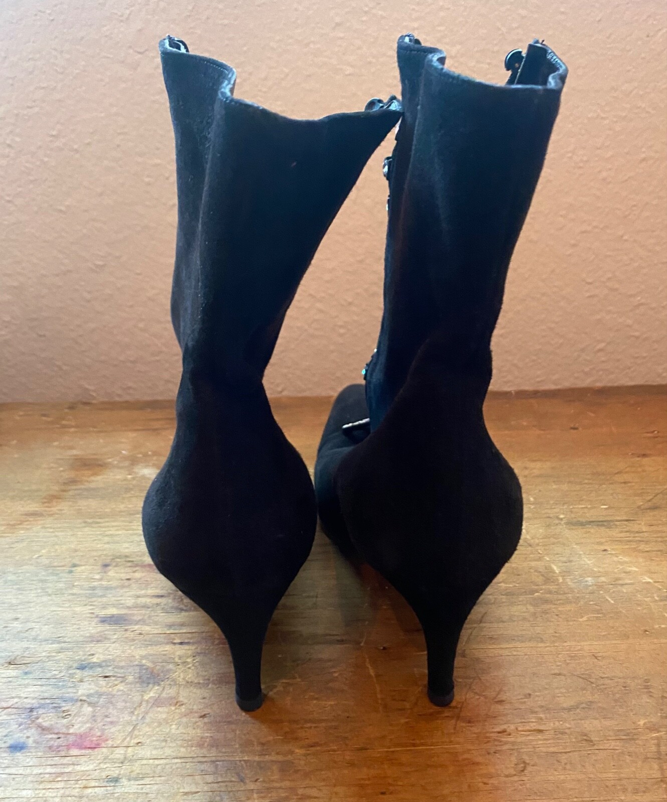 Stivali da sera stivali da sera con cerniera strass Yves Saint Laurent YSL pelle scamosciata 7 1 2 m