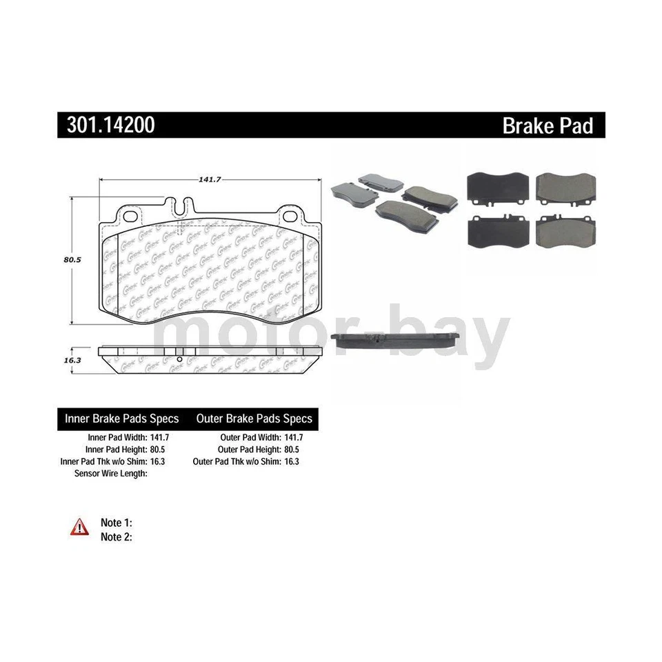 Juego de 2 pastillas de freno delanteras traseras Centric Parts para Mercedes-Benz E550 2010 2011 Foto 2 de 4