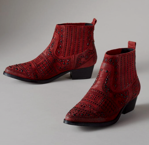 BiBi Lou Rhinestone Maroon Ankle boots 38 Rhinestones Suede Effect Cuban  Heel | eBay