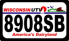 Wisconsin UTV Printed Plate, WI UTV  Aluminum plate Reg number required to ship